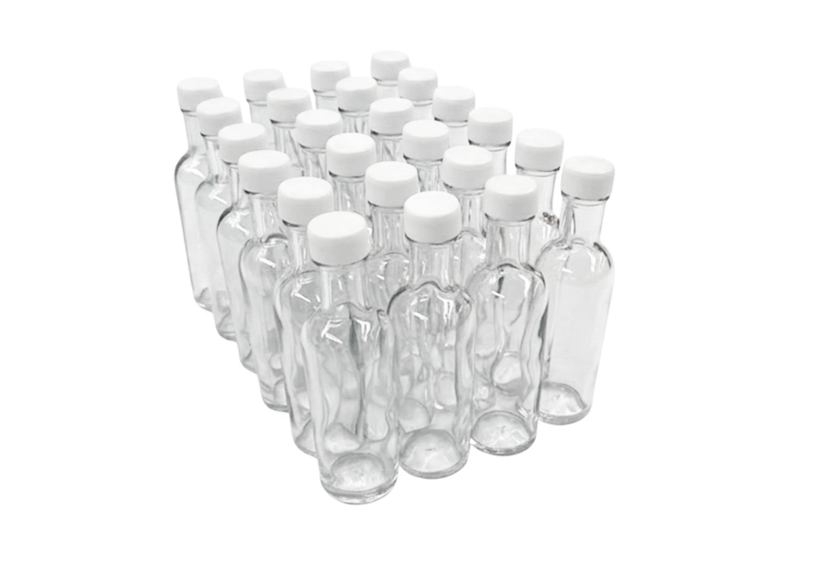 Mini Licorera Redonda 50 ml Tapa Plástica Blanca Set de 24 pz