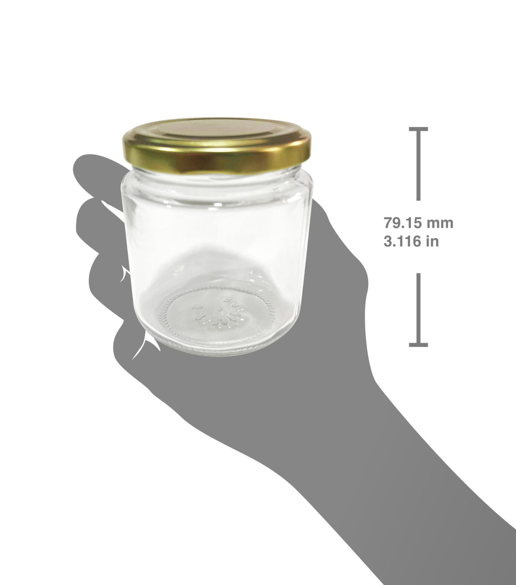 24 Tarro conserva 210 ml (7 oz) con tapa metalica Twist off dorada