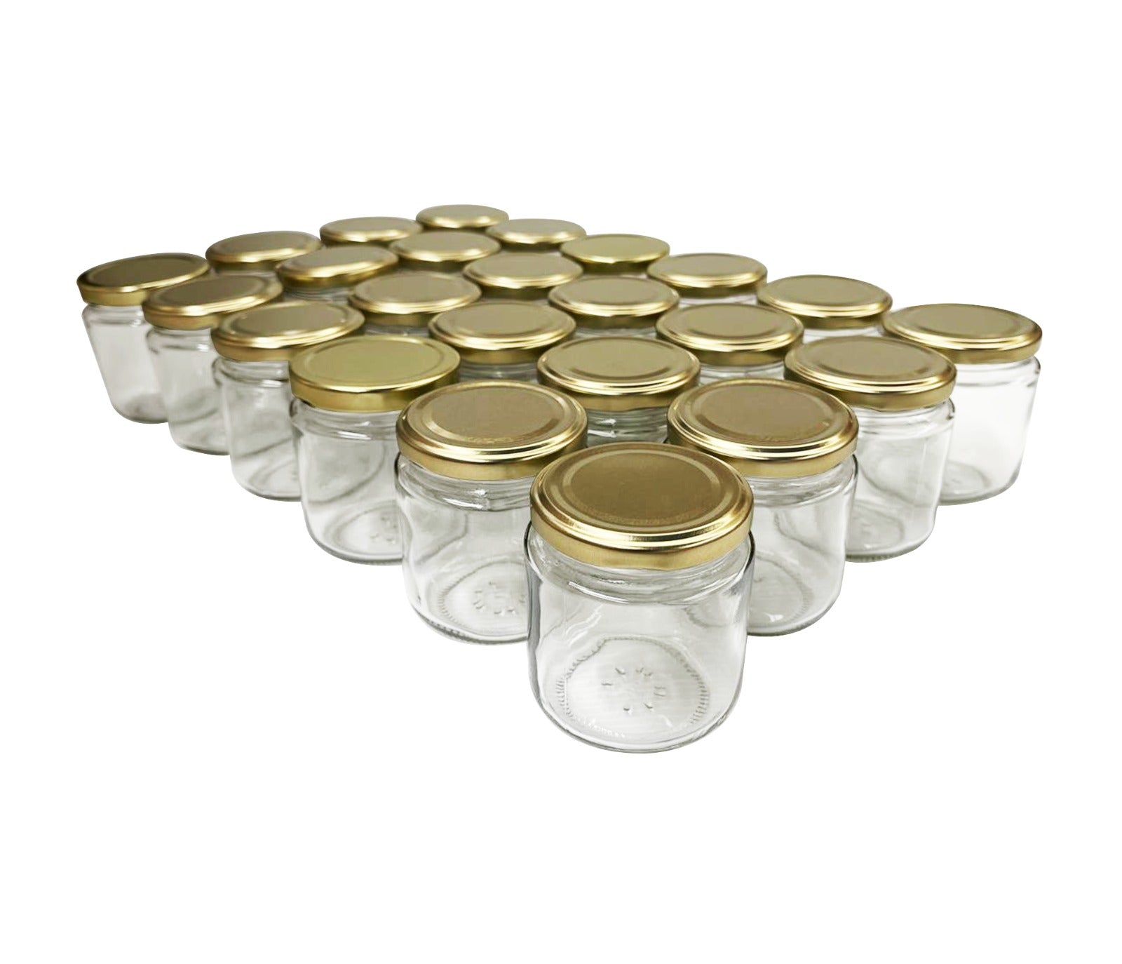 24 Tarro conserva 210 ml (7 oz) con tapa metalica Twist off dorada