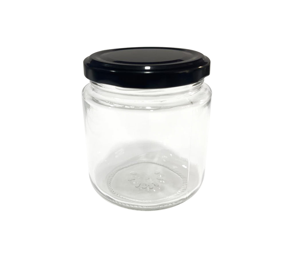24Tarro conserva 210 ml (7 oz) con tapa metalica Twist off negra