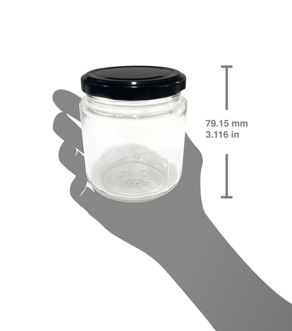 24Tarro conserva 210 ml (7 oz) con tapa metalica Twist off negra