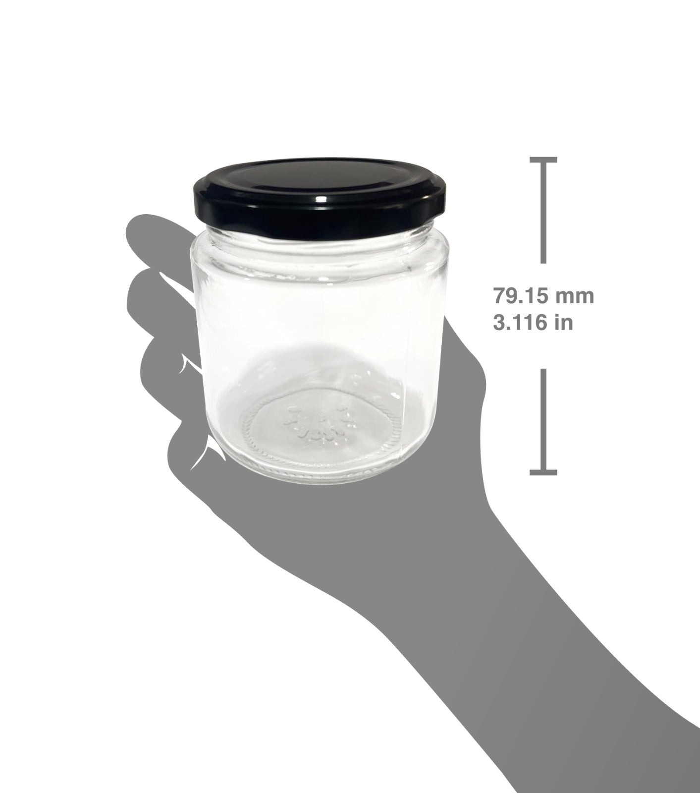24Tarro conserva 210 ml (7 oz) con tapa metalica Twist off negra