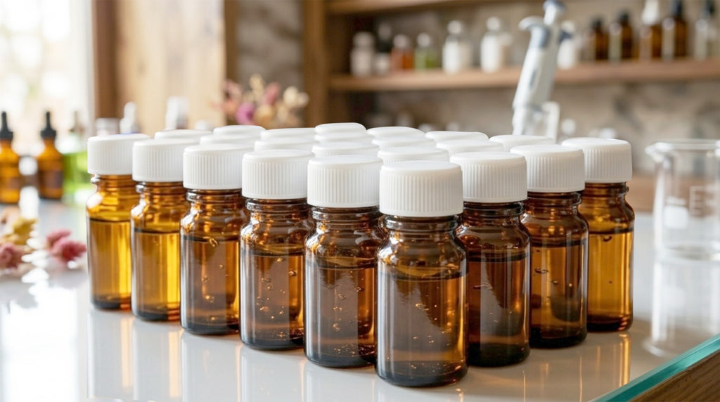 24 Frascos Vidrio Ámbar 10 ml  Tapa Plástica Blanca
