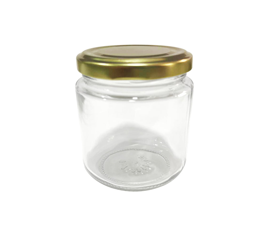 24 Tarro conserva 210 ml (7 oz) con tapa metalica Twist off dorada