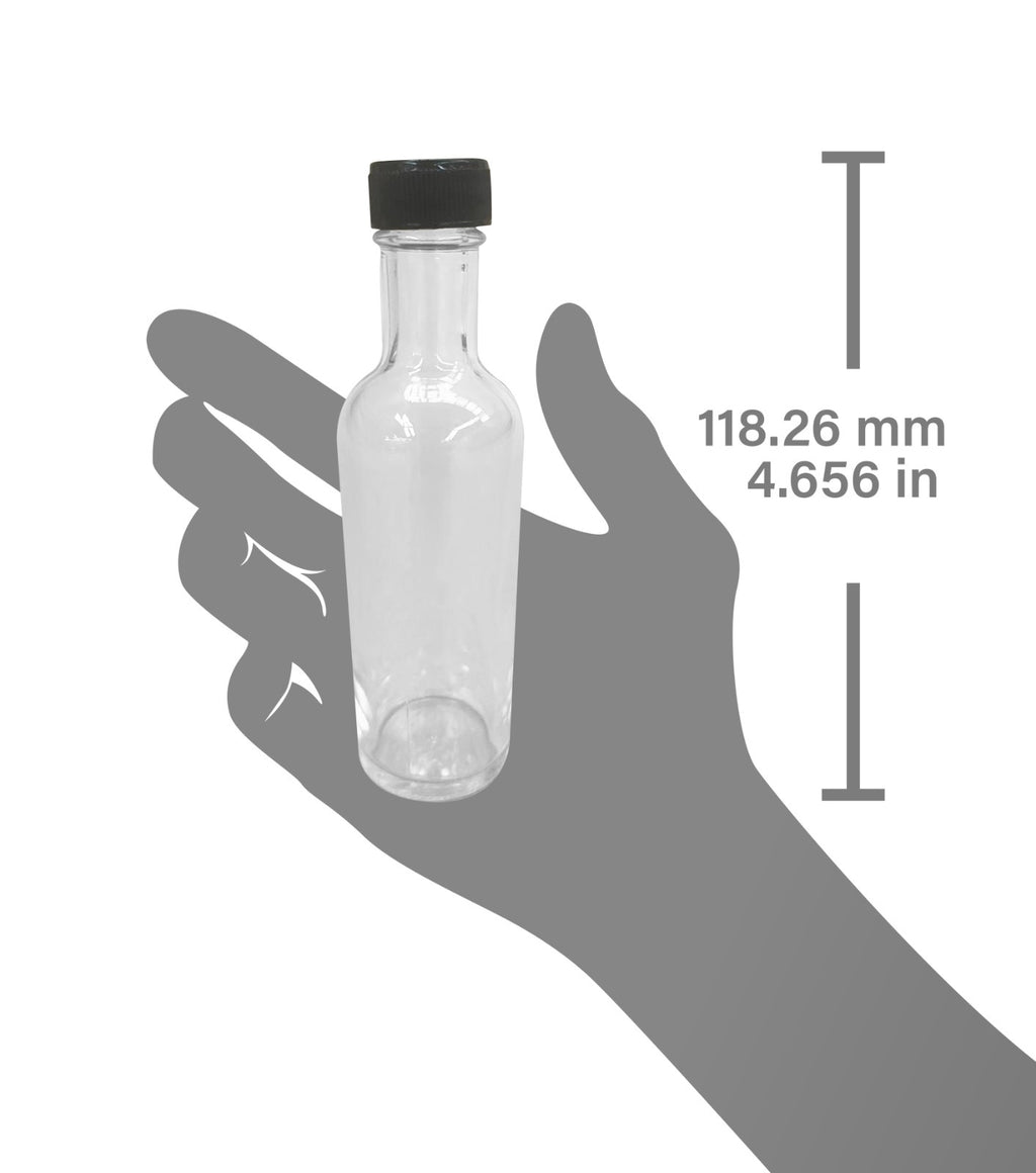 Mini licorera Redonda 50 ml tapa plástica negra , Set de 24 piezas