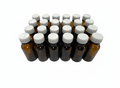 Practico set de 24 frascos multiusos de 15ml. ámar / con 24 tapa roscas 18 polipropileno blancas