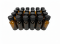 Set de 24 frascos multiusos 15ml. ámbar / con 24 tapa roscas de color negro polipropileno