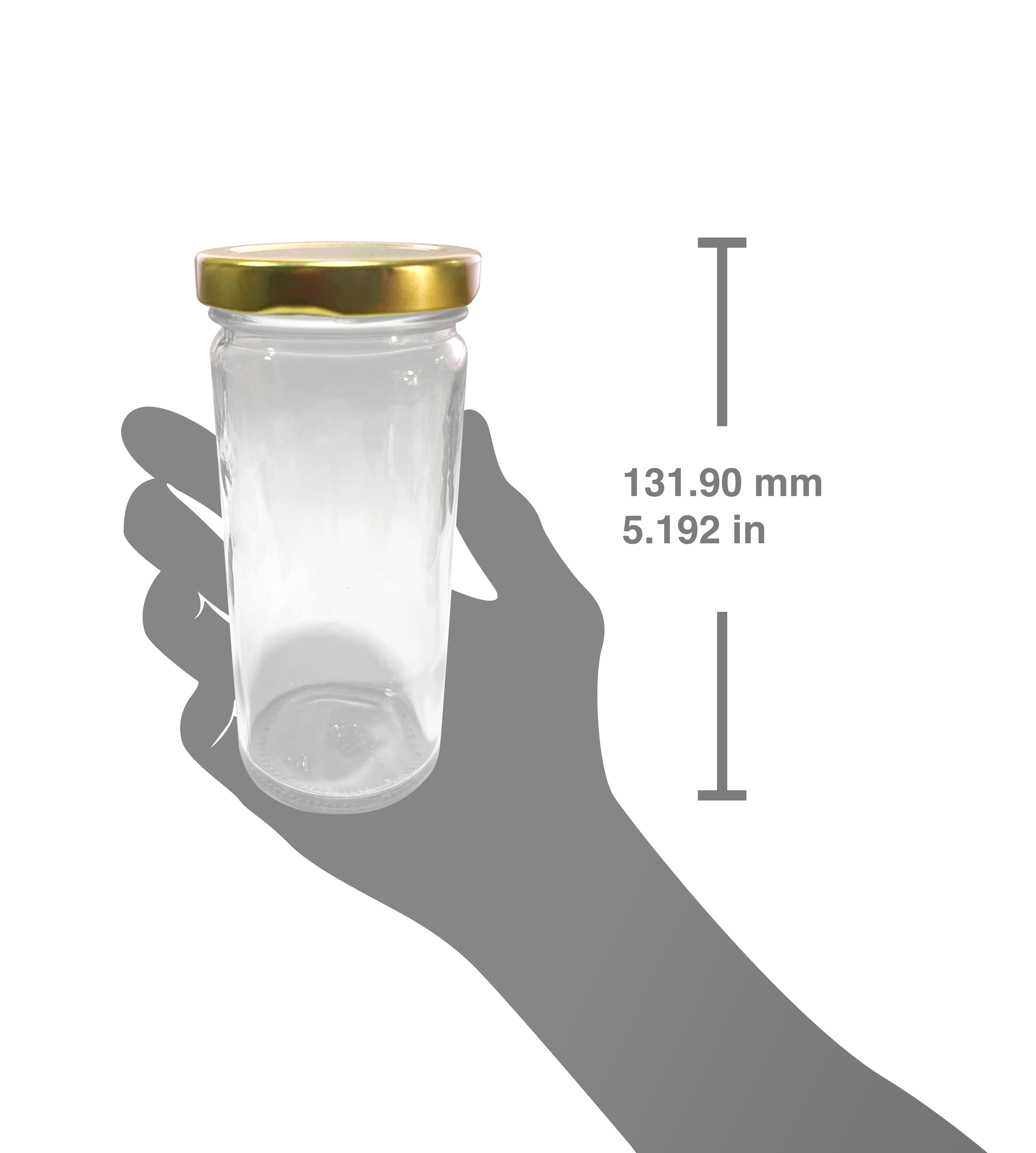 24 piezas del tarro 253ml.  / con 24 tapas tipo torsión T.O. corona No. 58 de lámina gold