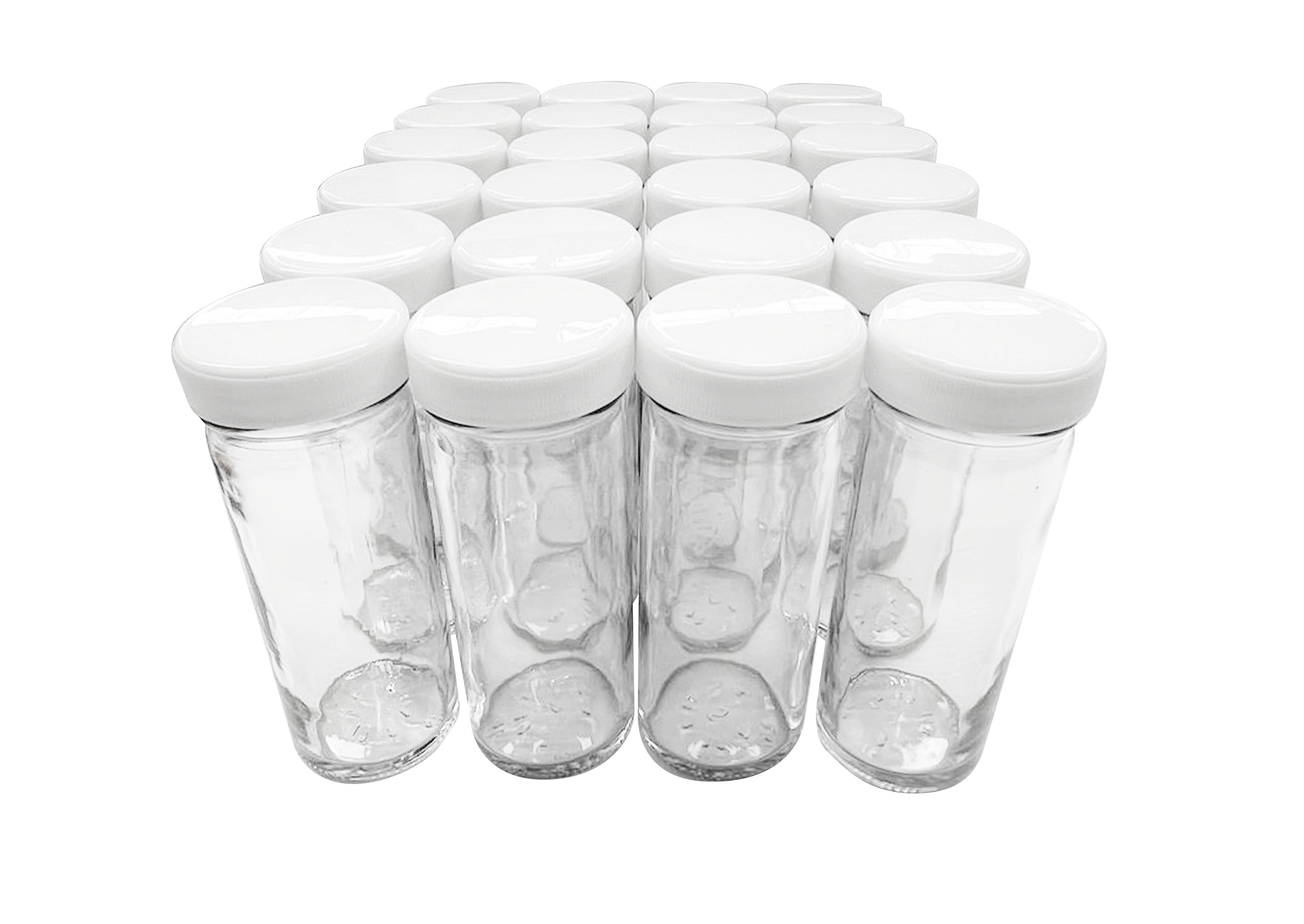 Set de 24 tarros cilíndricos especieros de 125ml. / con 24 taparroscas polipropileno 48 color blancas