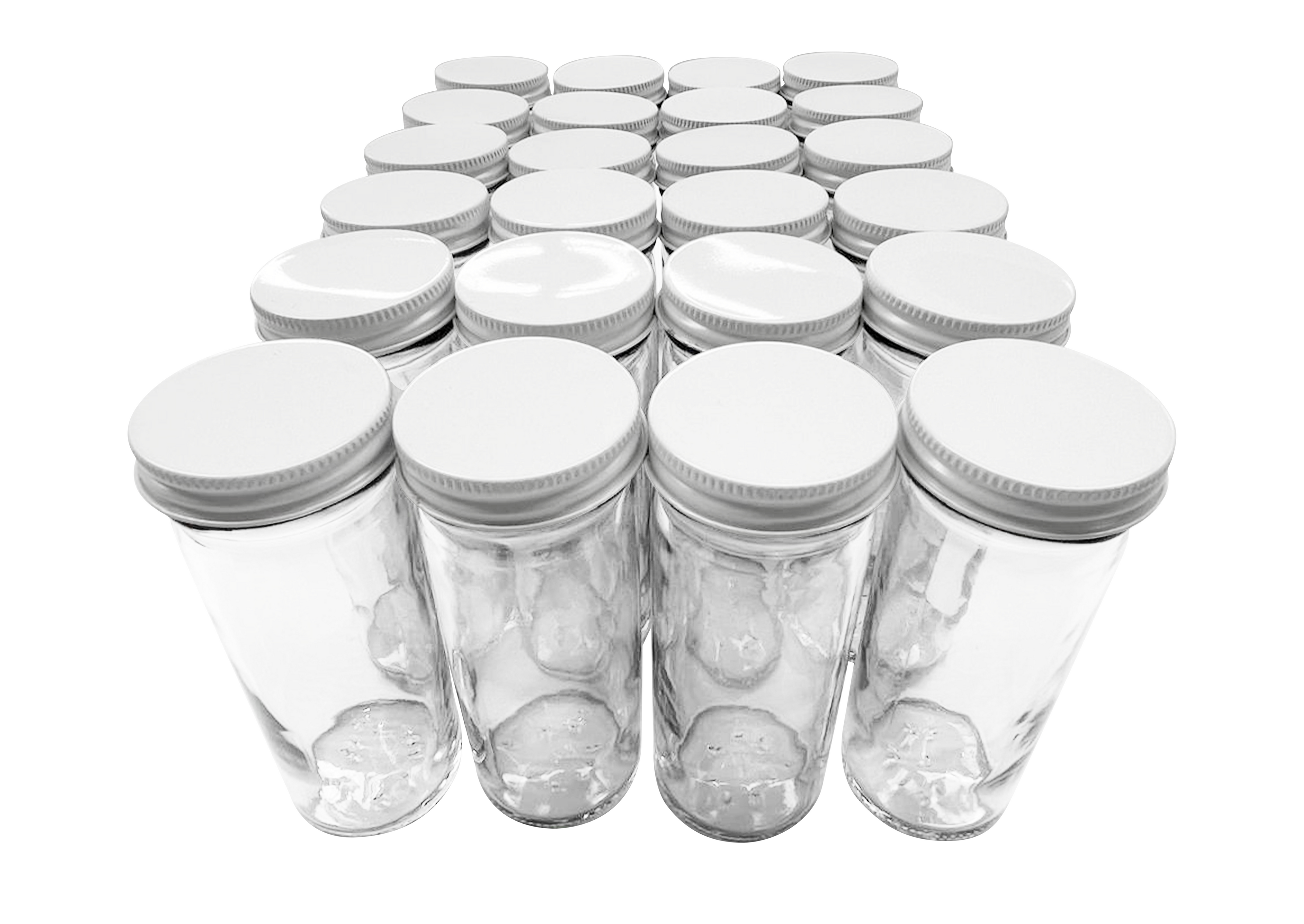 Set de 24 piezas del Tarro cilíndrico 125ml. pimiento / con 24 tapa de la rosca 48 lámina blanca