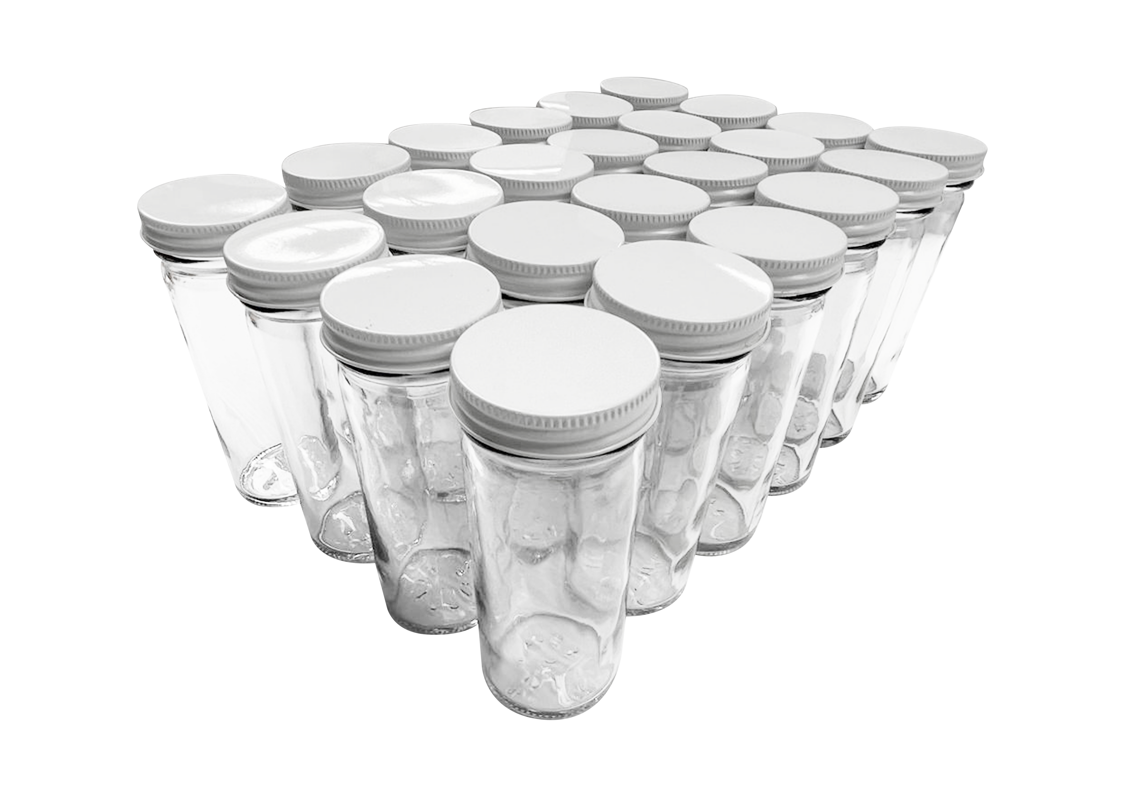 Set de 24 piezas del Tarro cilíndrico 125ml. pimiento / con 24 tapa de la rosca 48 lámina blanca