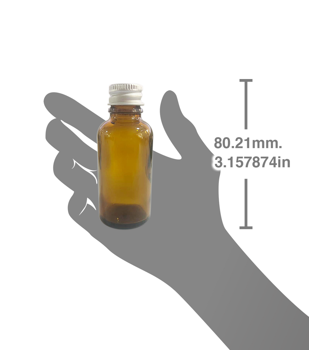 24 frascos multiusos 30ml. ámbar / 24 tapas de aluminio rosca 18