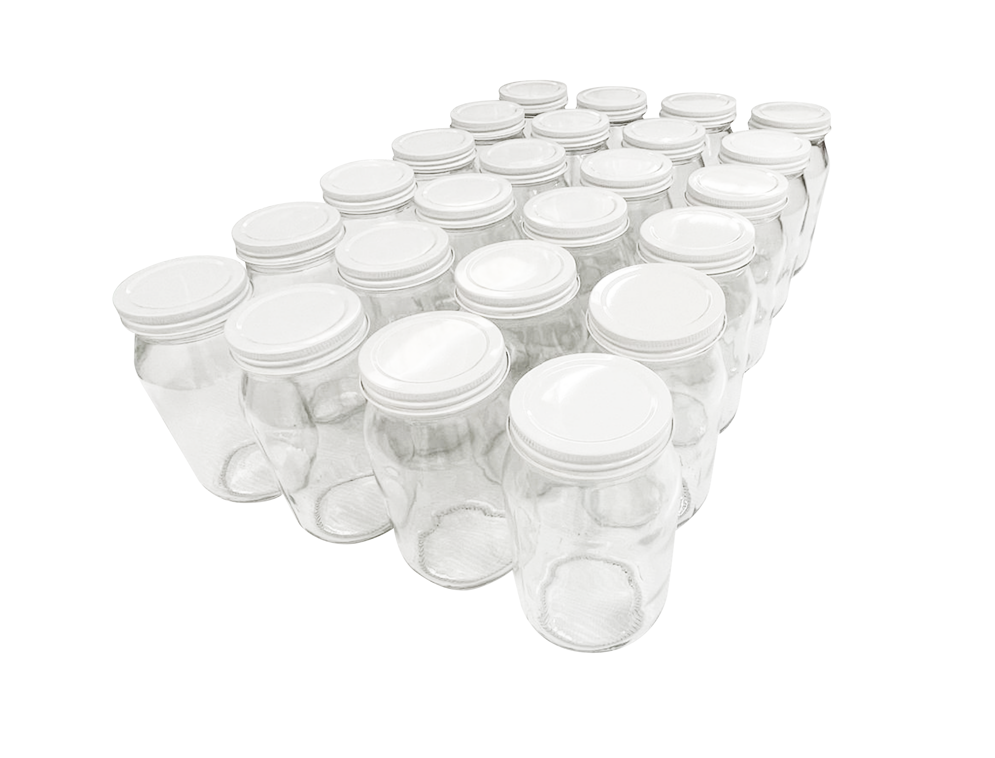 Set completo de 24 tarros con 460ml. de capacidad // con 24 tapas de la rosca 63 STD lámina